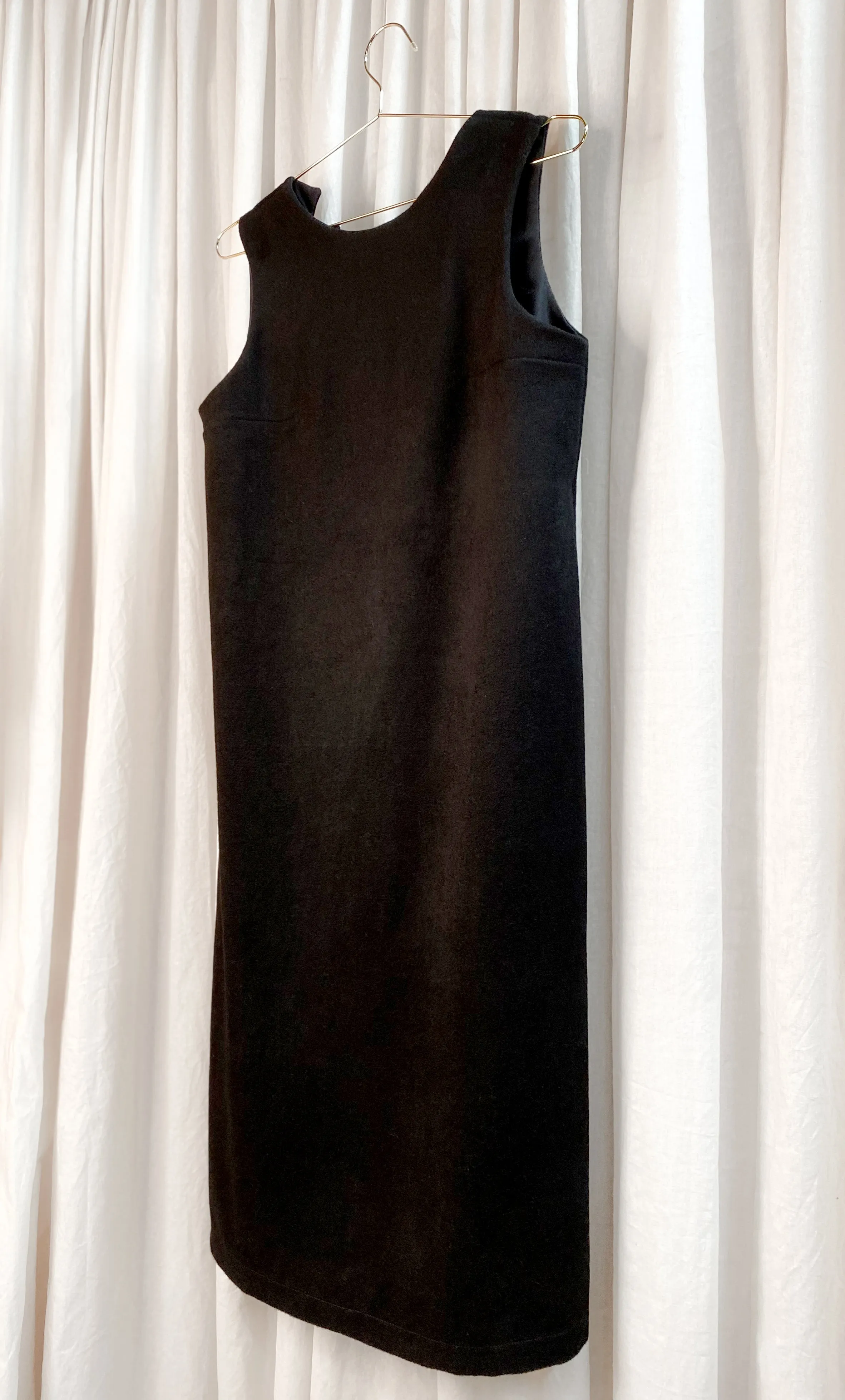 • SAMPLE • Wool Sleeveless Dress [ Jagged zig-zag detail, Black, Size Small / Medium ]