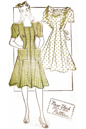 1940s New York Gold Seal Pattern 1461 Princess Seam Dress 32 Bust