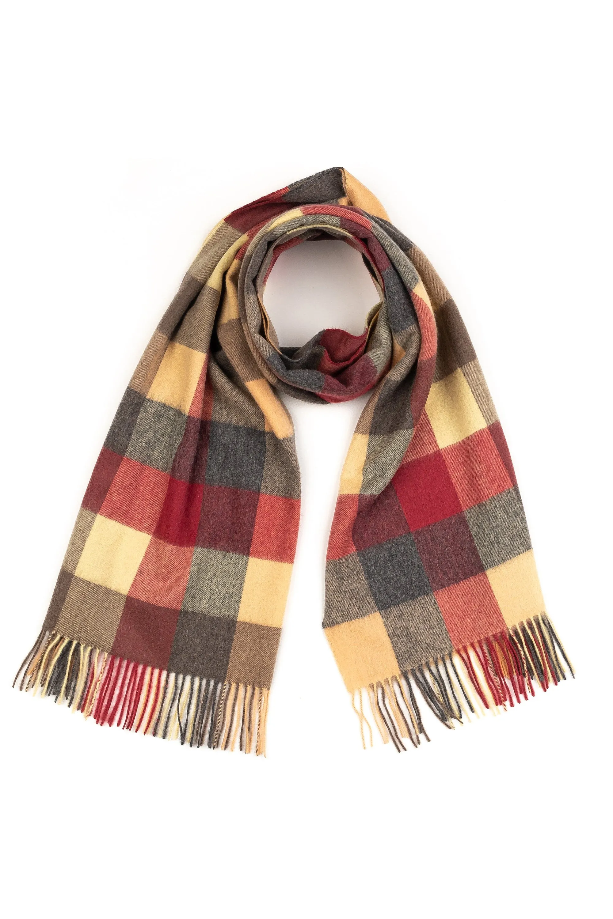 5 Square Check Cashmere Stole - Grey Rose