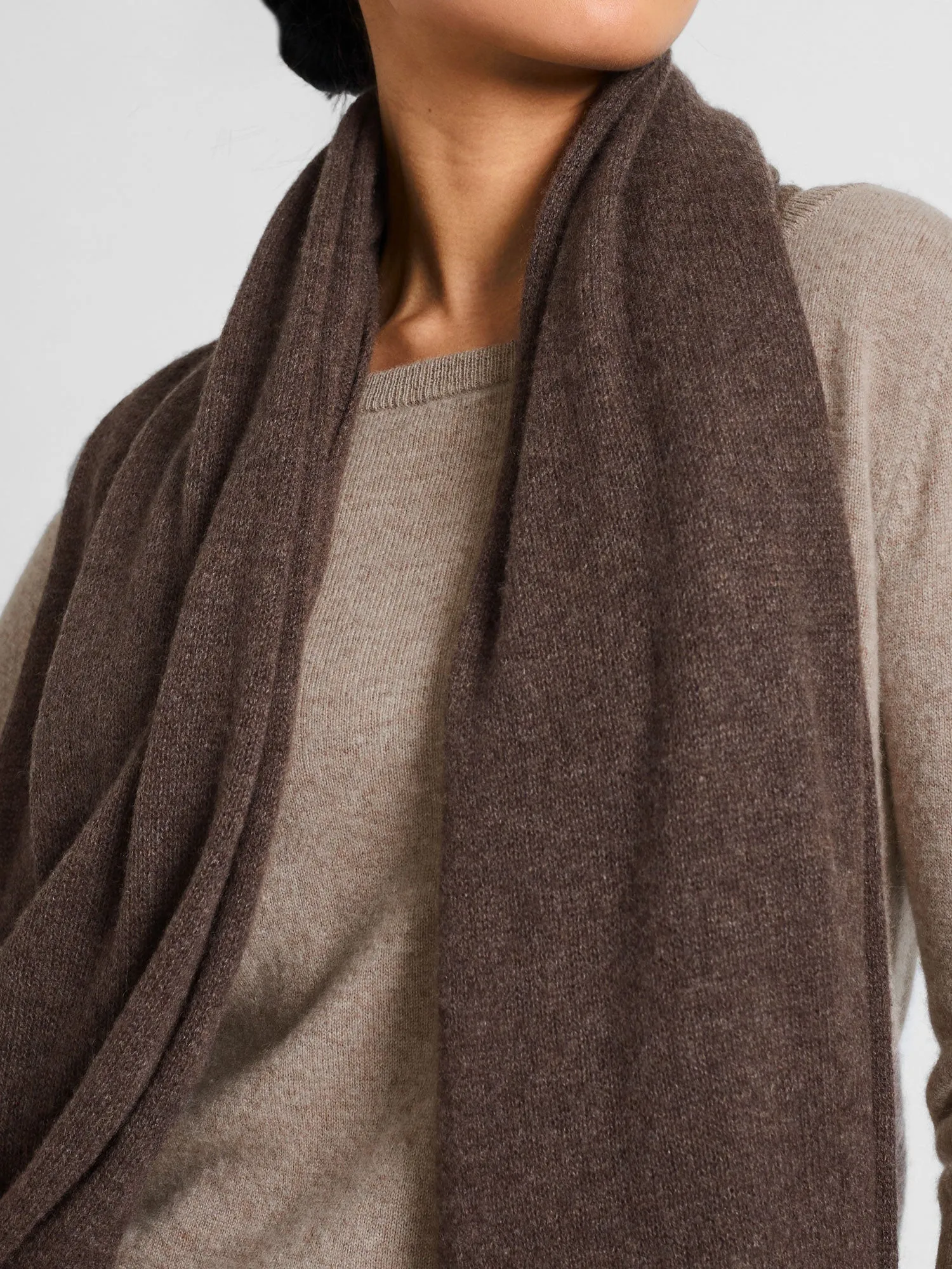 Airy cashmere scarf "Flow" - dark brown