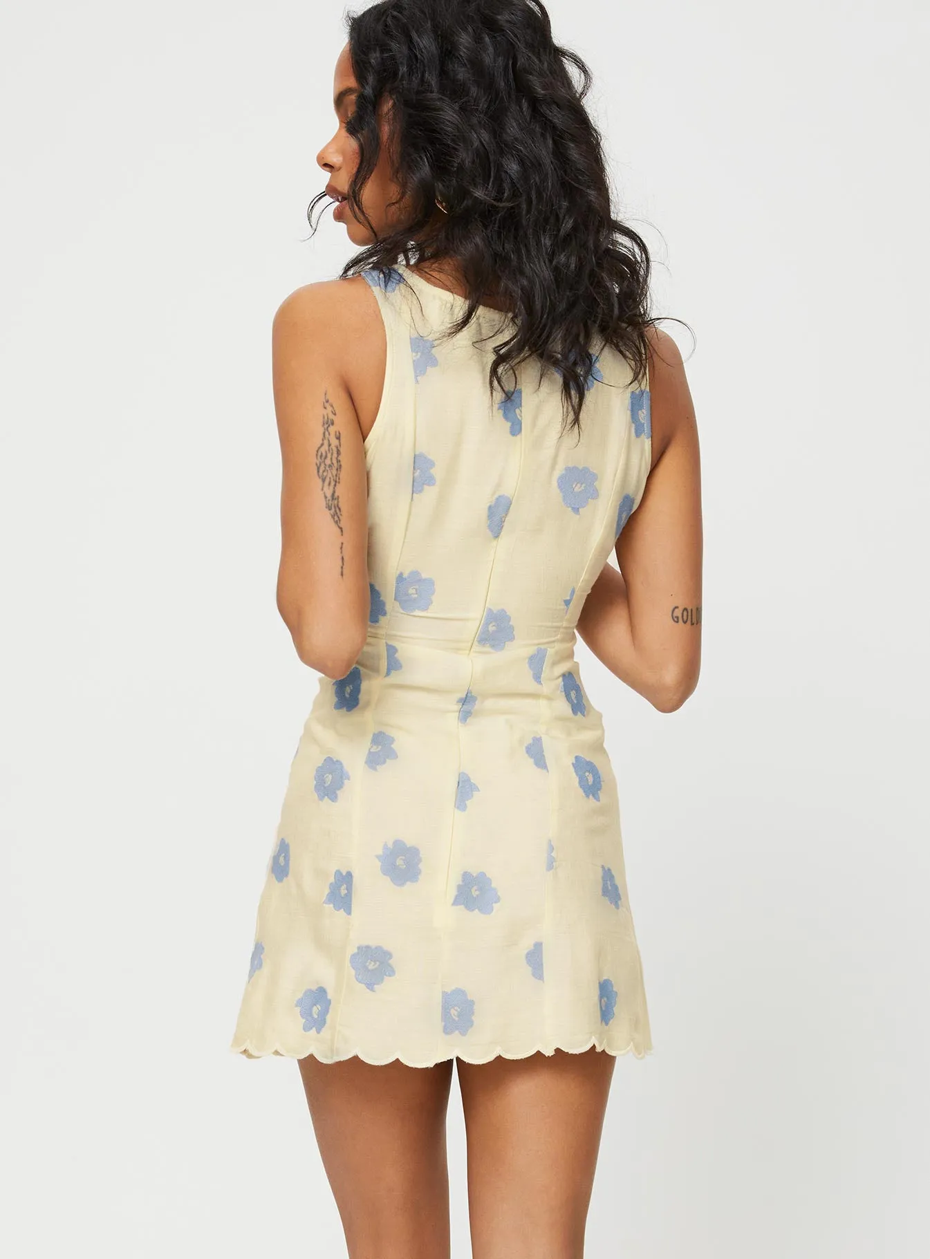 Alhena Mini Dress Yellow / Blue Floral