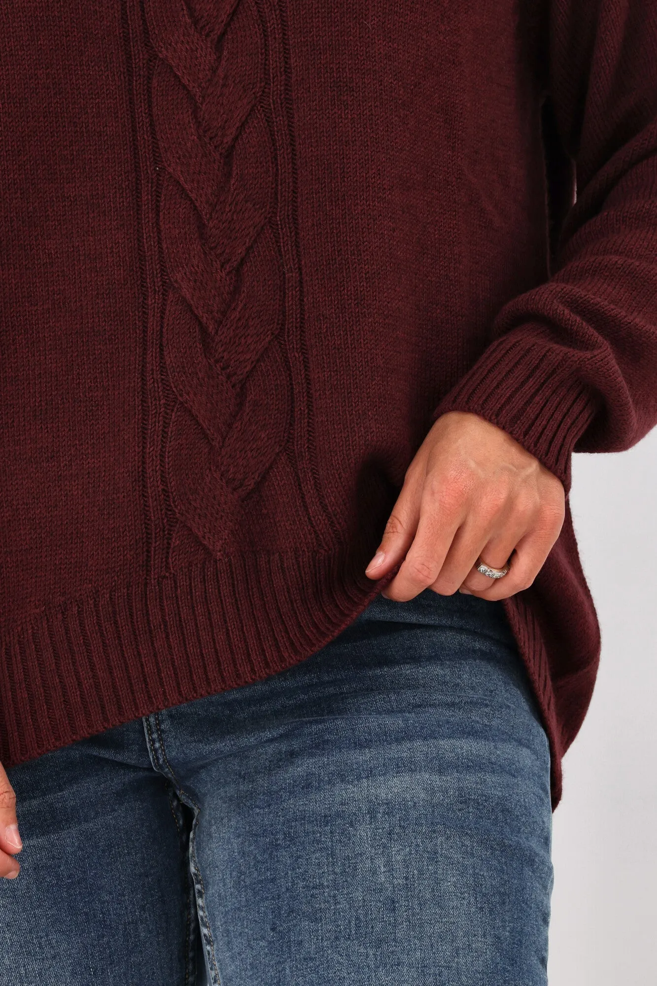 Alpine by Shine On Elijah Chunky Merino Polo Neck Jumper Claret