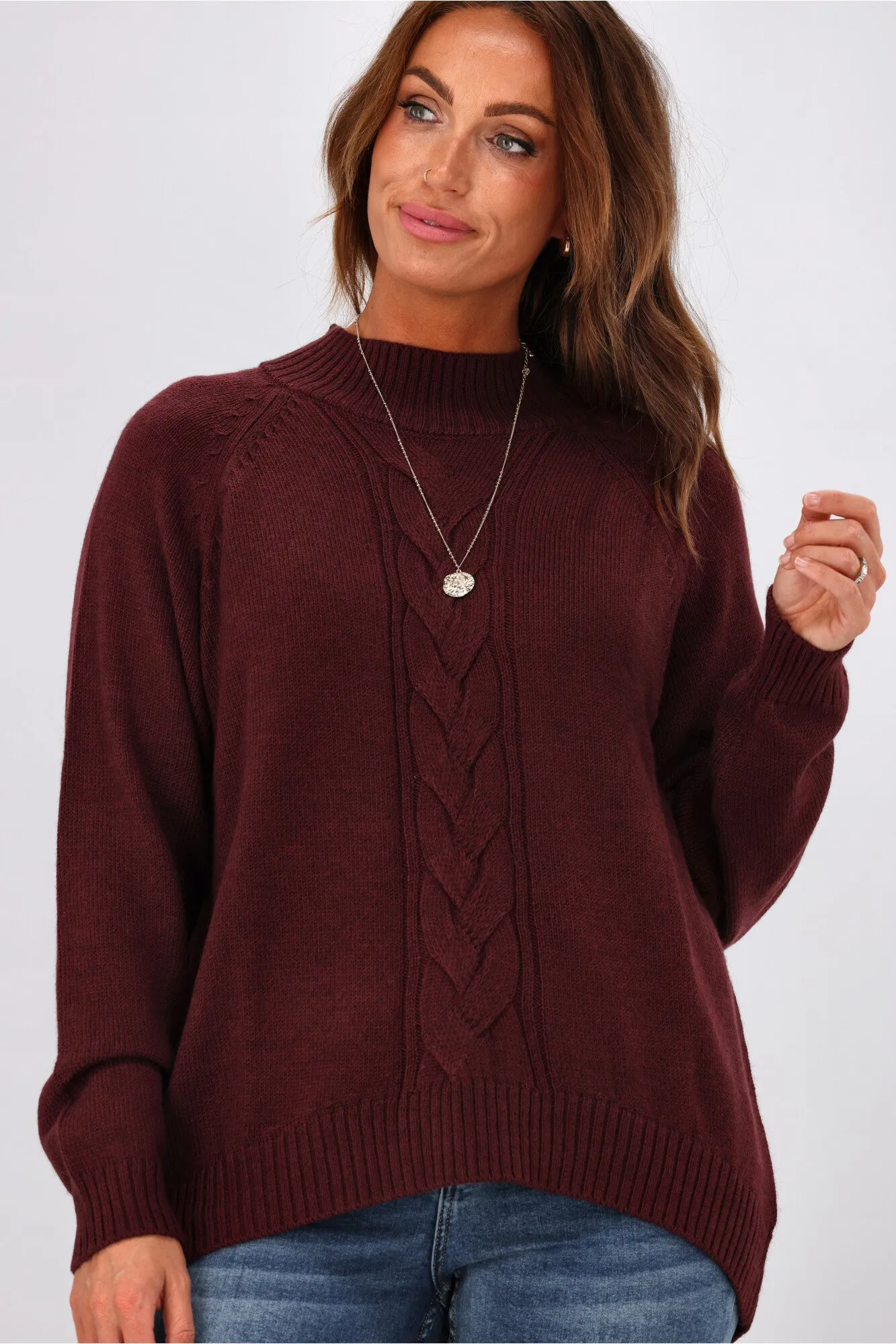 Alpine by Shine On Elijah Chunky Merino Polo Neck Jumper Claret