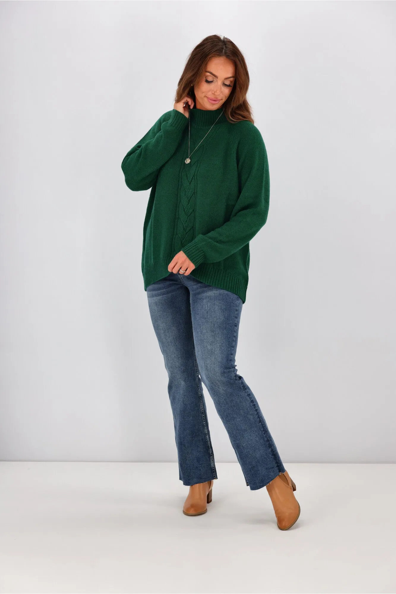 Alpine by Shine On Elijah Chunky Merino Polo Neck Jumper Emerald