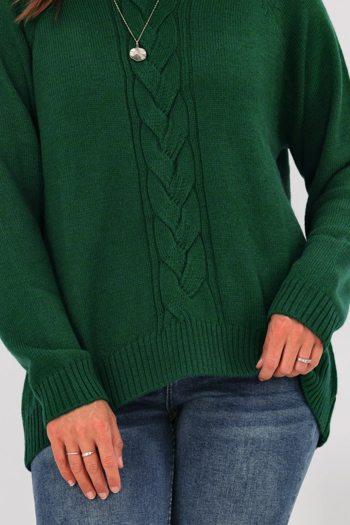 Alpine by Shine On Elijah Chunky Merino Polo Neck Jumper Emerald