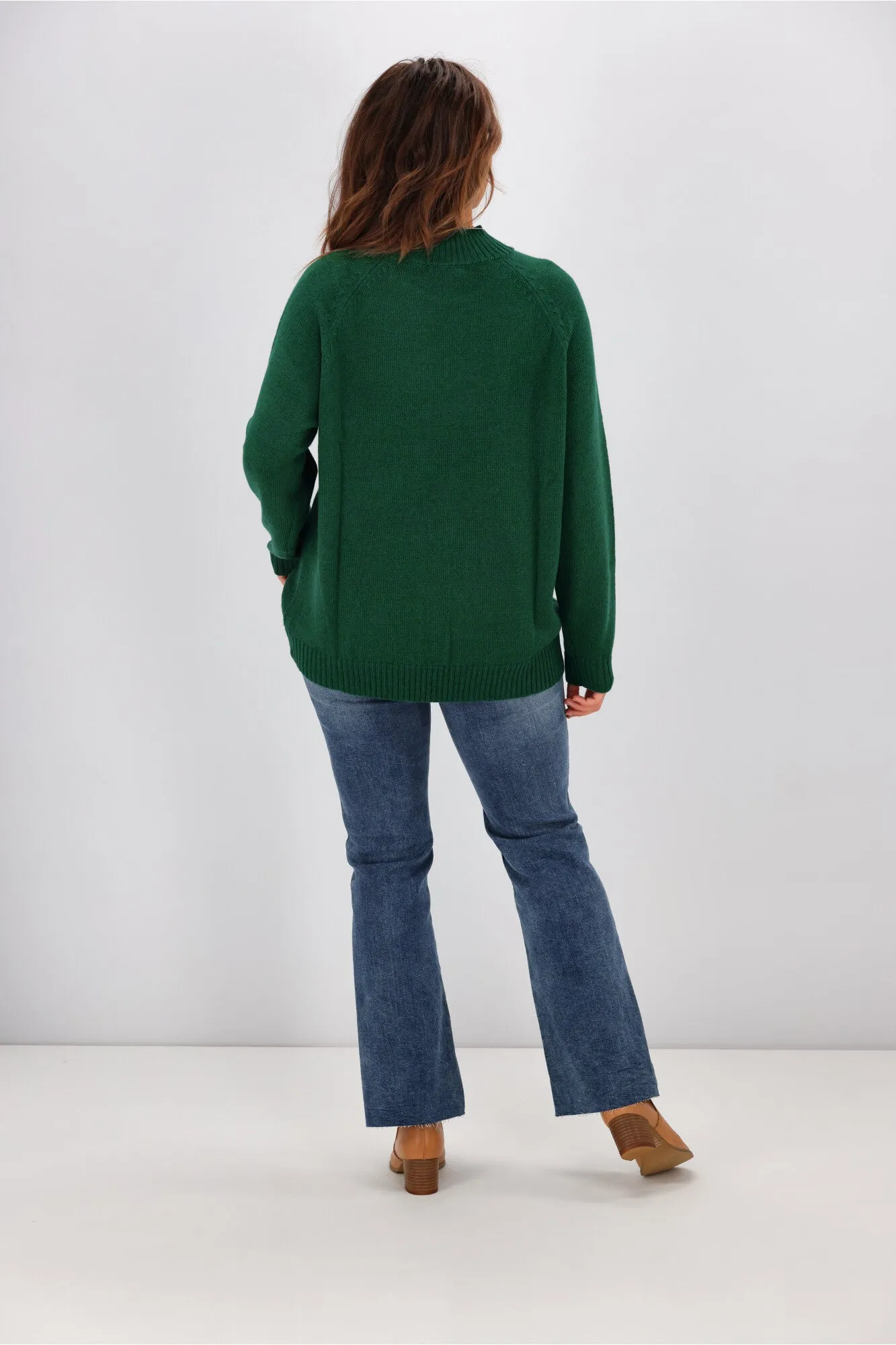 Alpine by Shine On Elijah Chunky Merino Polo Neck Jumper Emerald