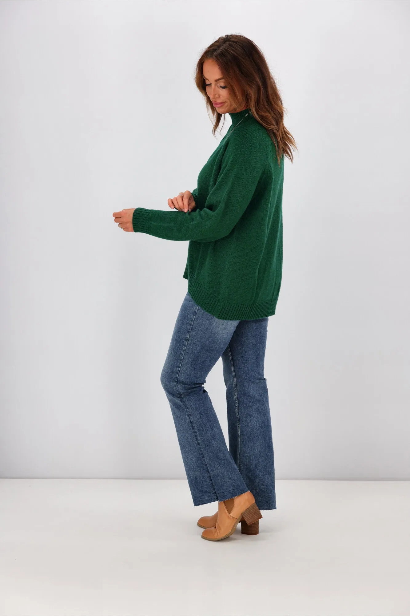 Alpine by Shine On Elijah Chunky Merino Polo Neck Jumper Emerald