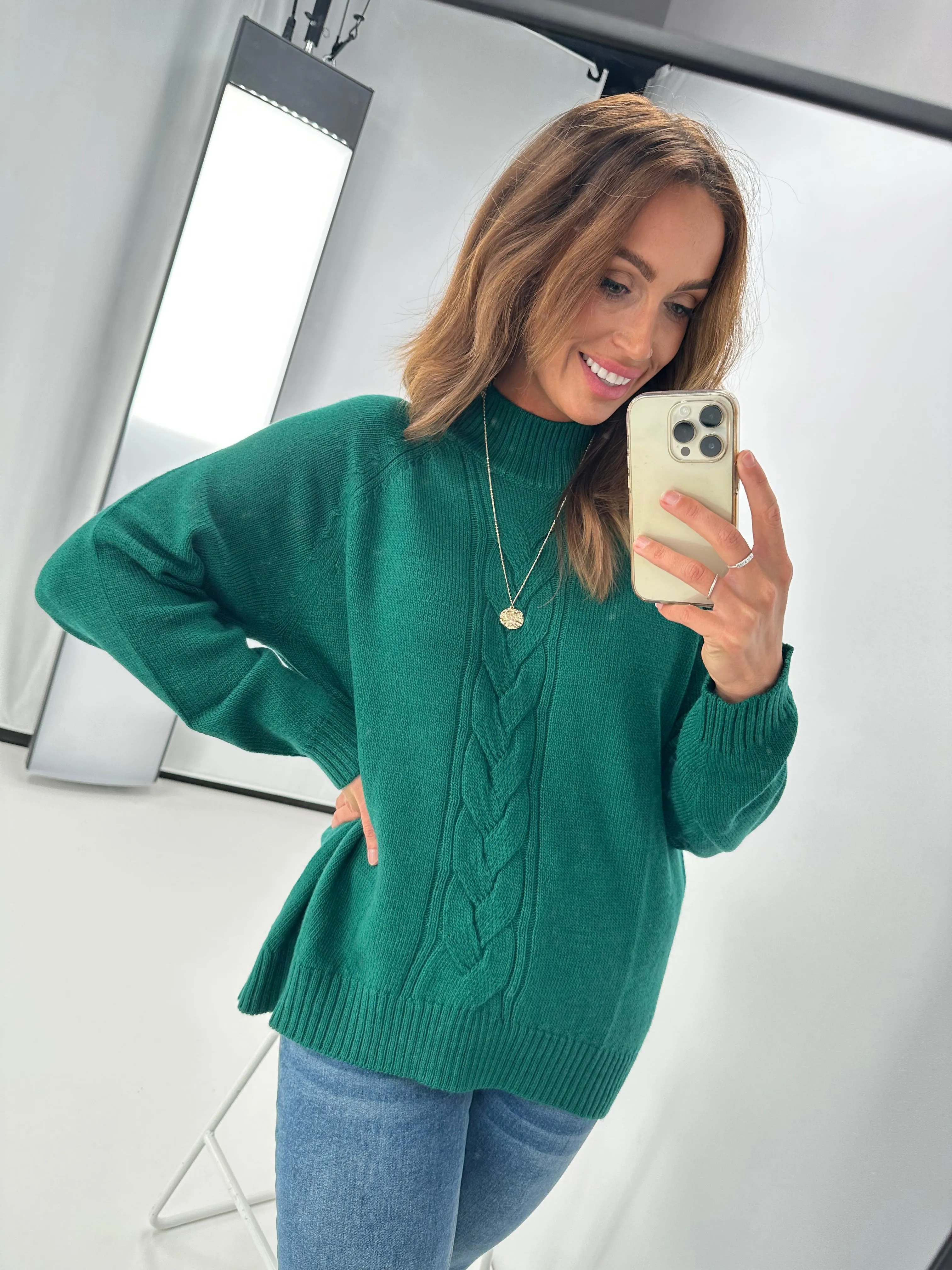 Alpine by Shine On Elijah Chunky Merino Polo Neck Jumper Emerald