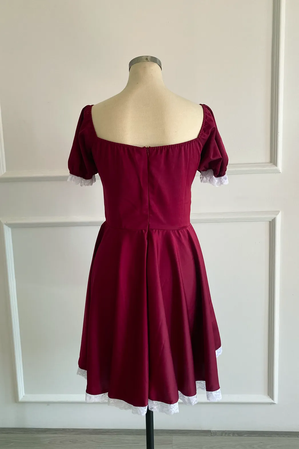 Anya Dress in Plum Red Satin