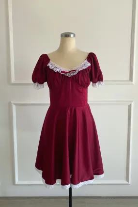 Anya Dress in Plum Red Satin