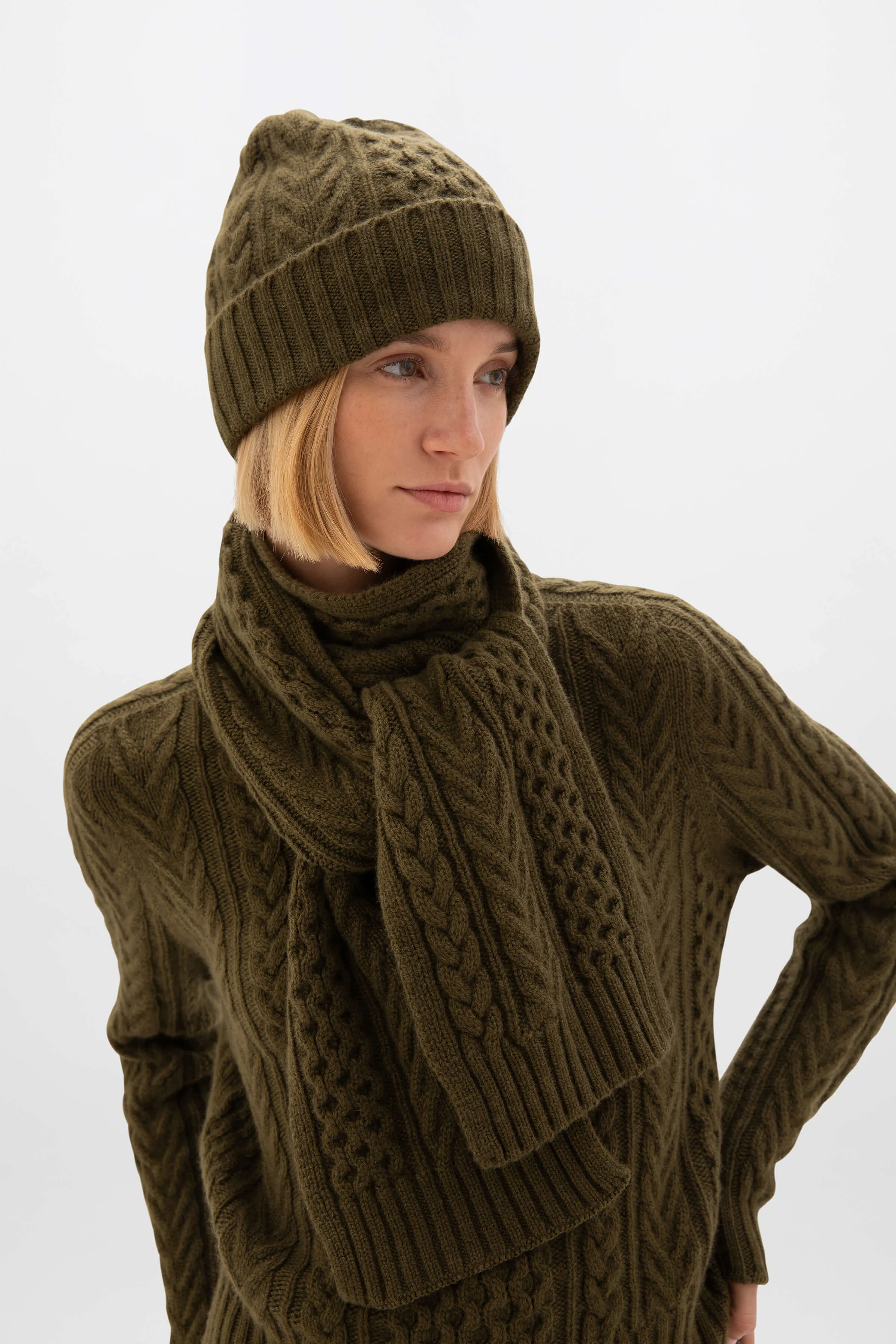 Aran Cable Cashmere Scarf