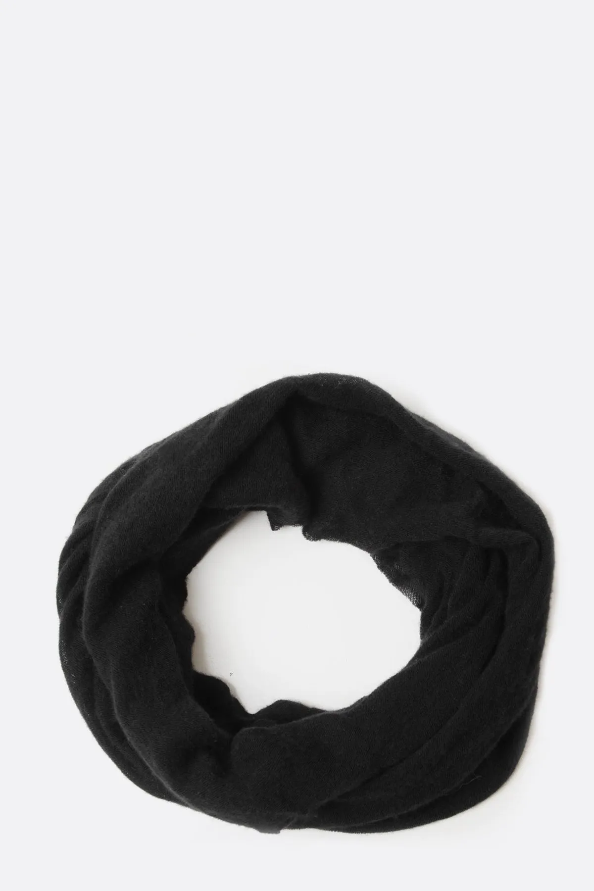 Black Classic Knit Cashmere Tube Scarf