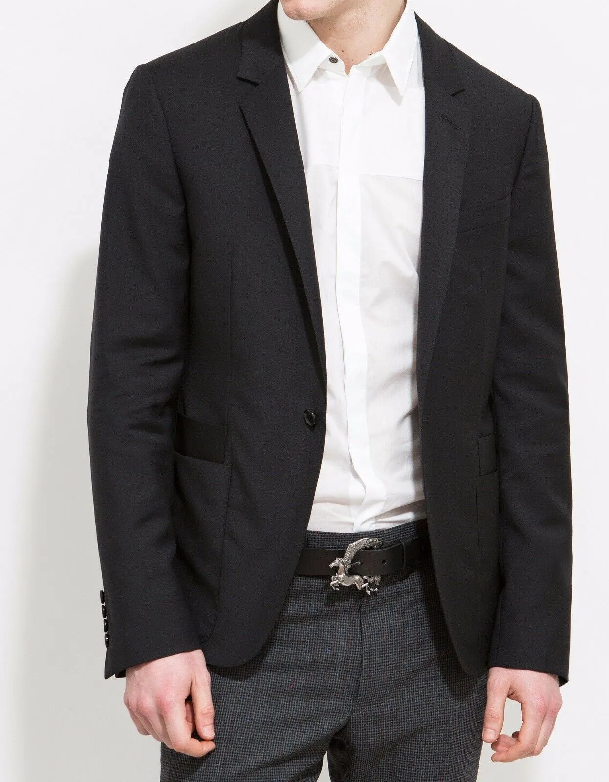 Black Slim-Fit Wool Blazer