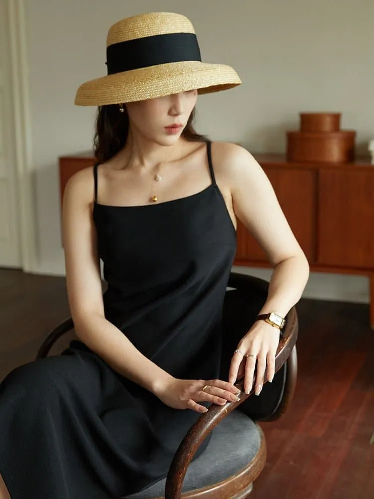 Black Slip Dress with Flattering Empire Waistline & Camisole Style