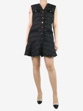 Black tweed sleeveless dress - size UK 12