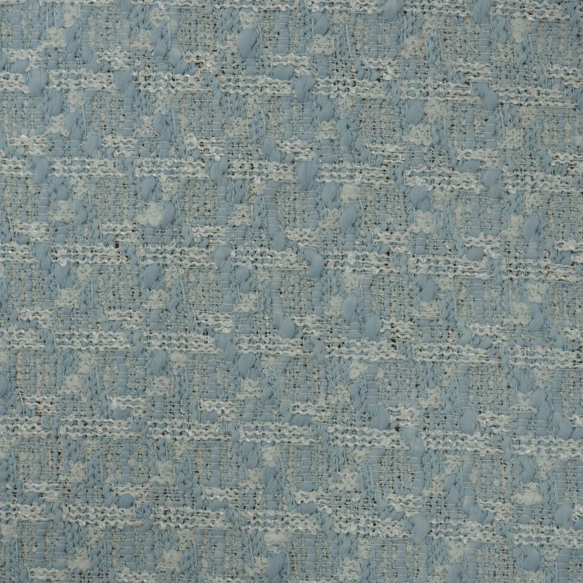 Blue and white Abstract Texture Threaded Tweed Boucle