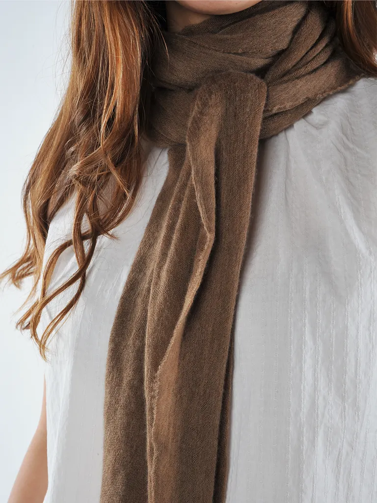 Brown Melange Knit Diamond Scarf