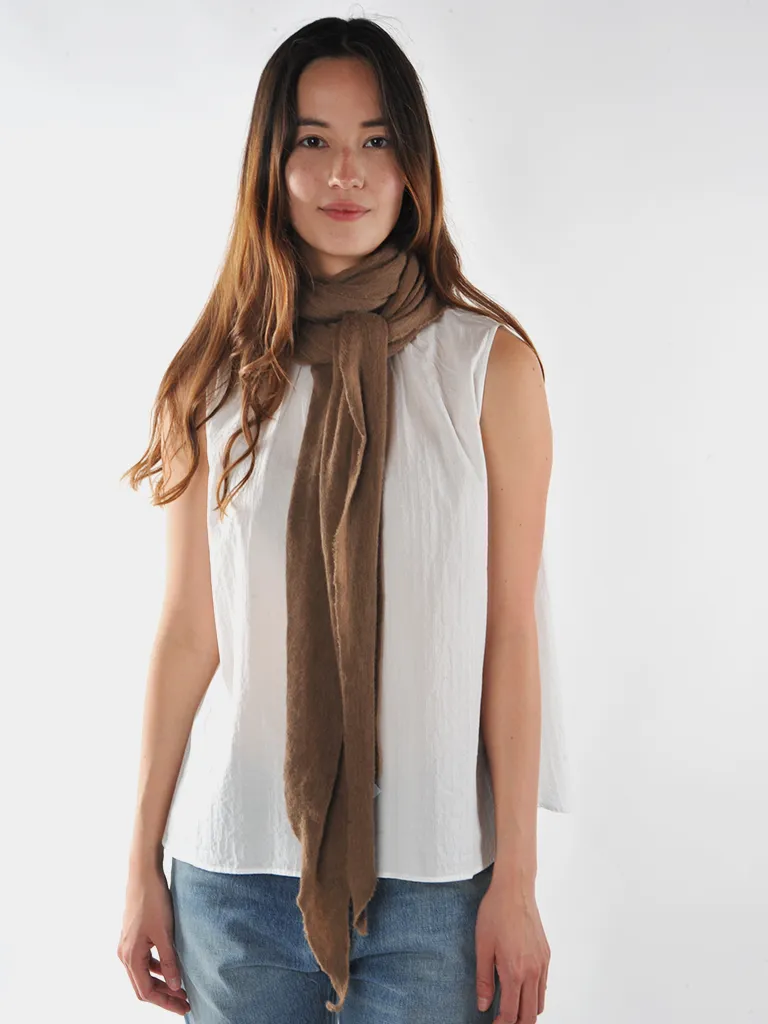 Brown Melange Knit Diamond Scarf