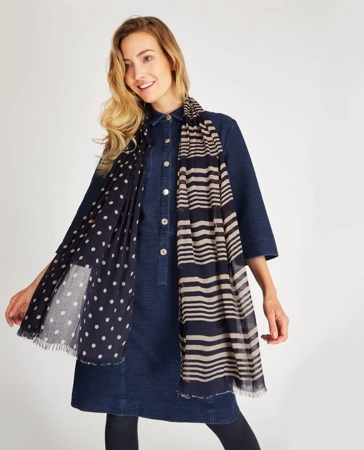 Cafe Creme Spot and Stripe Scarf