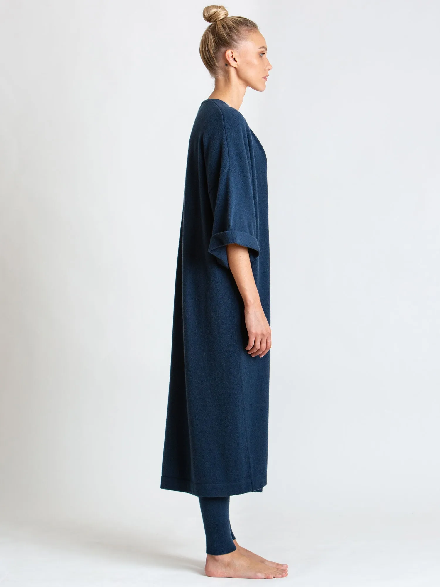 Cashmere cardigan "Kaftan" - mountain blue