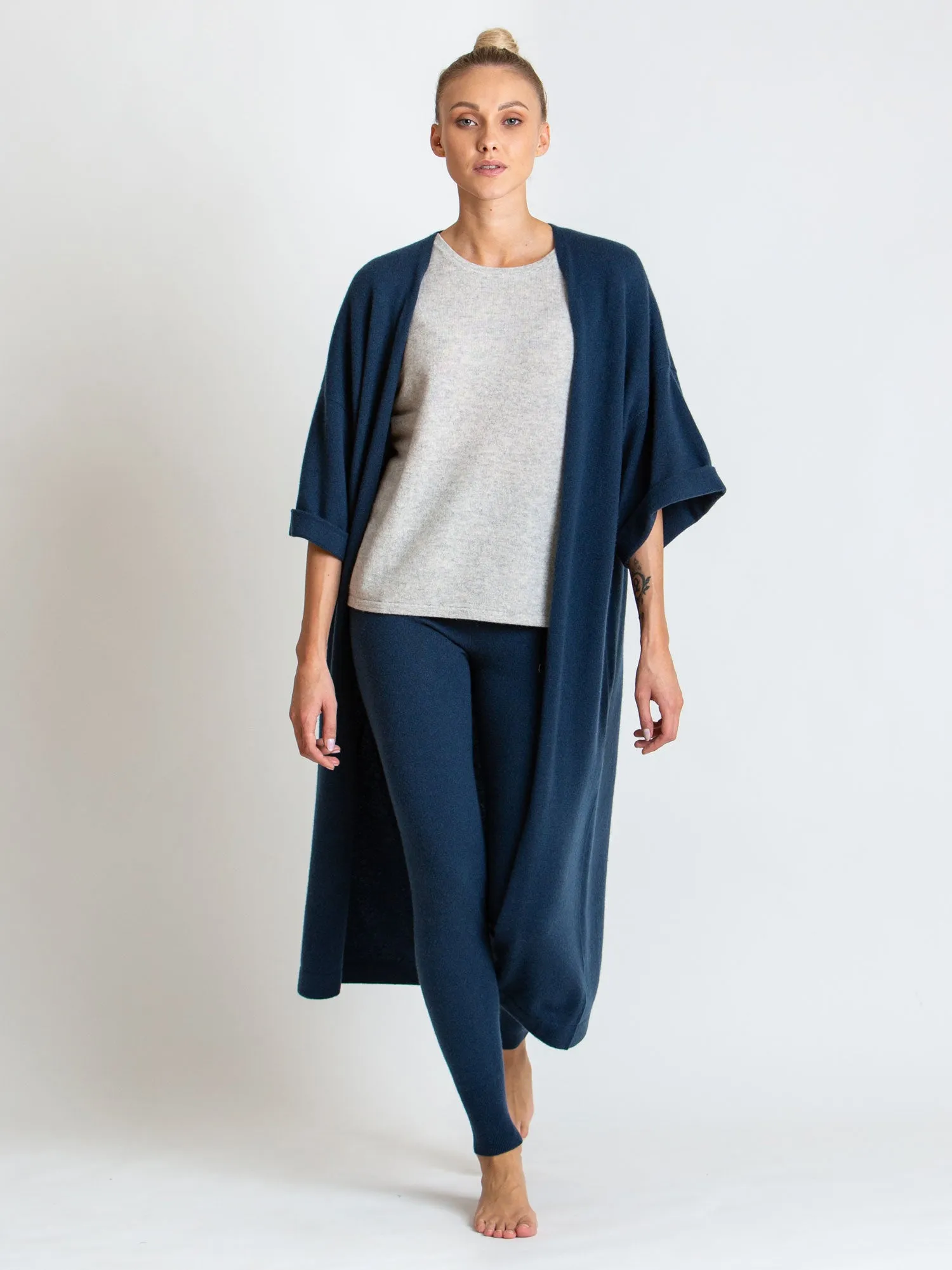 Cashmere cardigan "Kaftan" - mountain blue