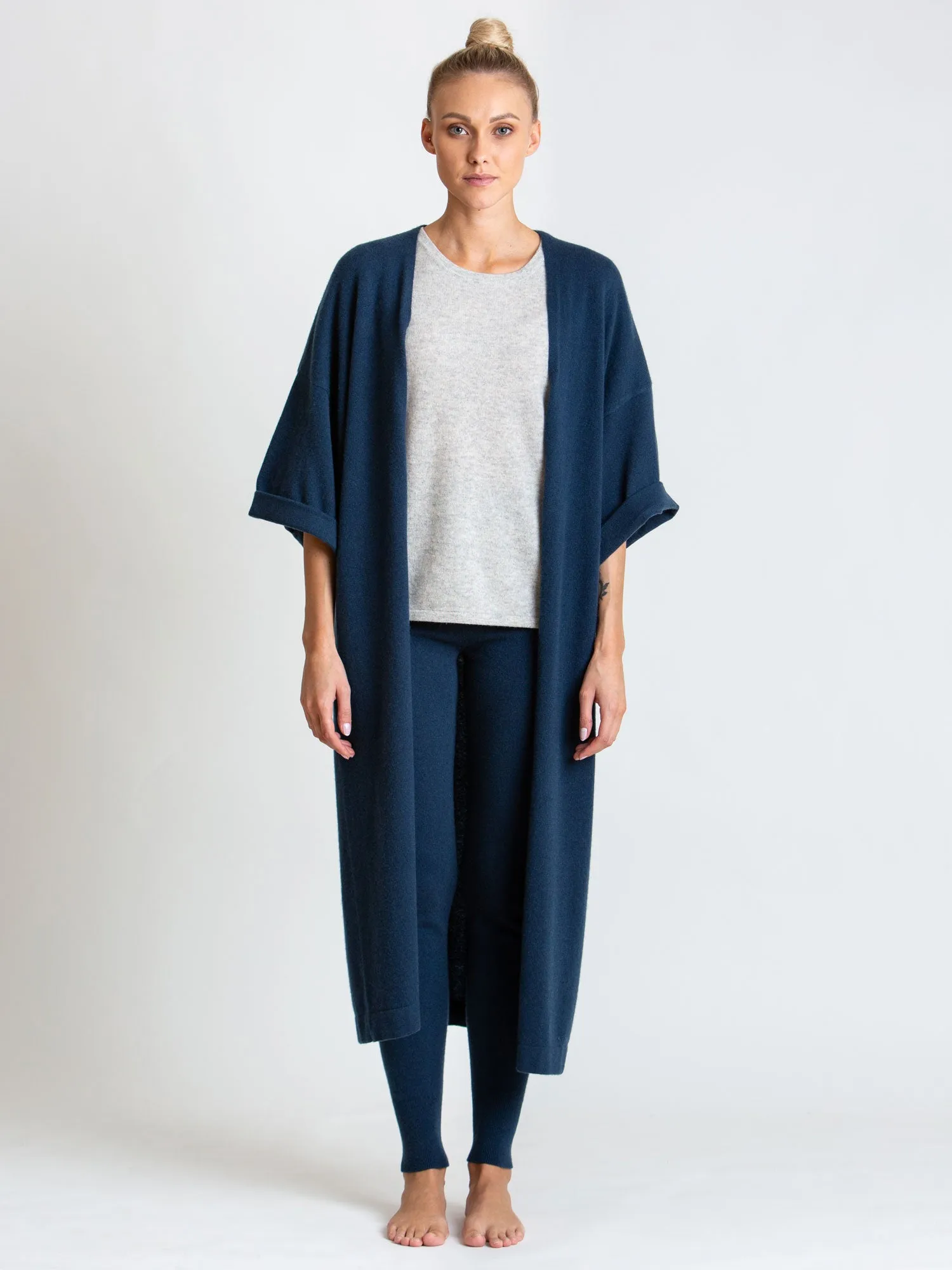 Cashmere cardigan "Kaftan" - mountain blue