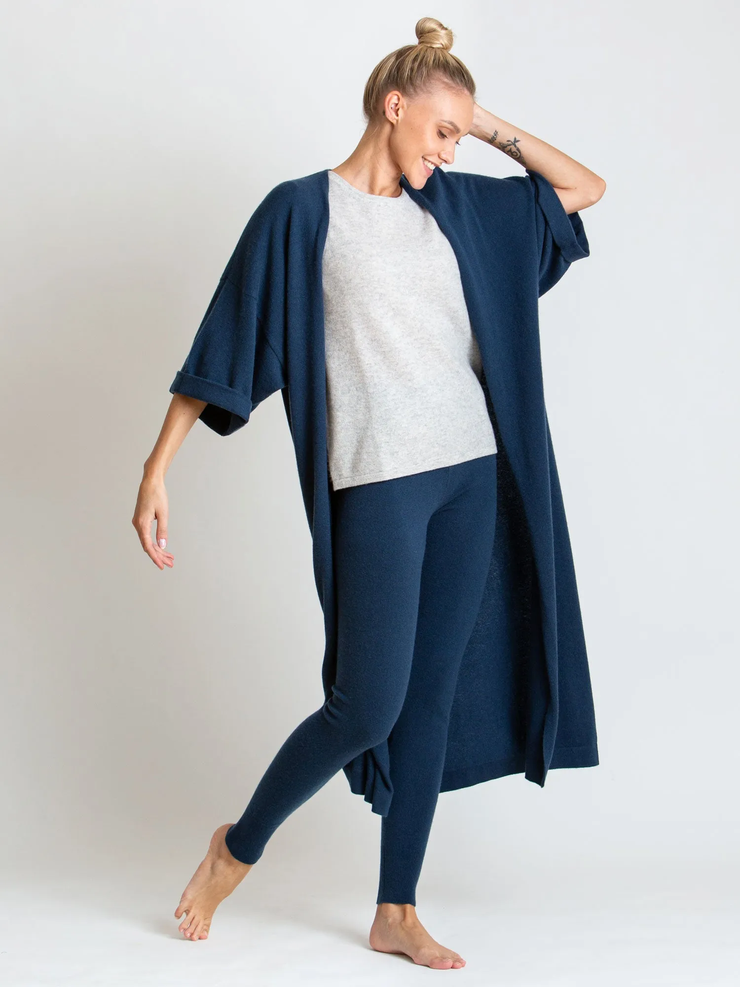 Cashmere cardigan "Kaftan" - mountain blue