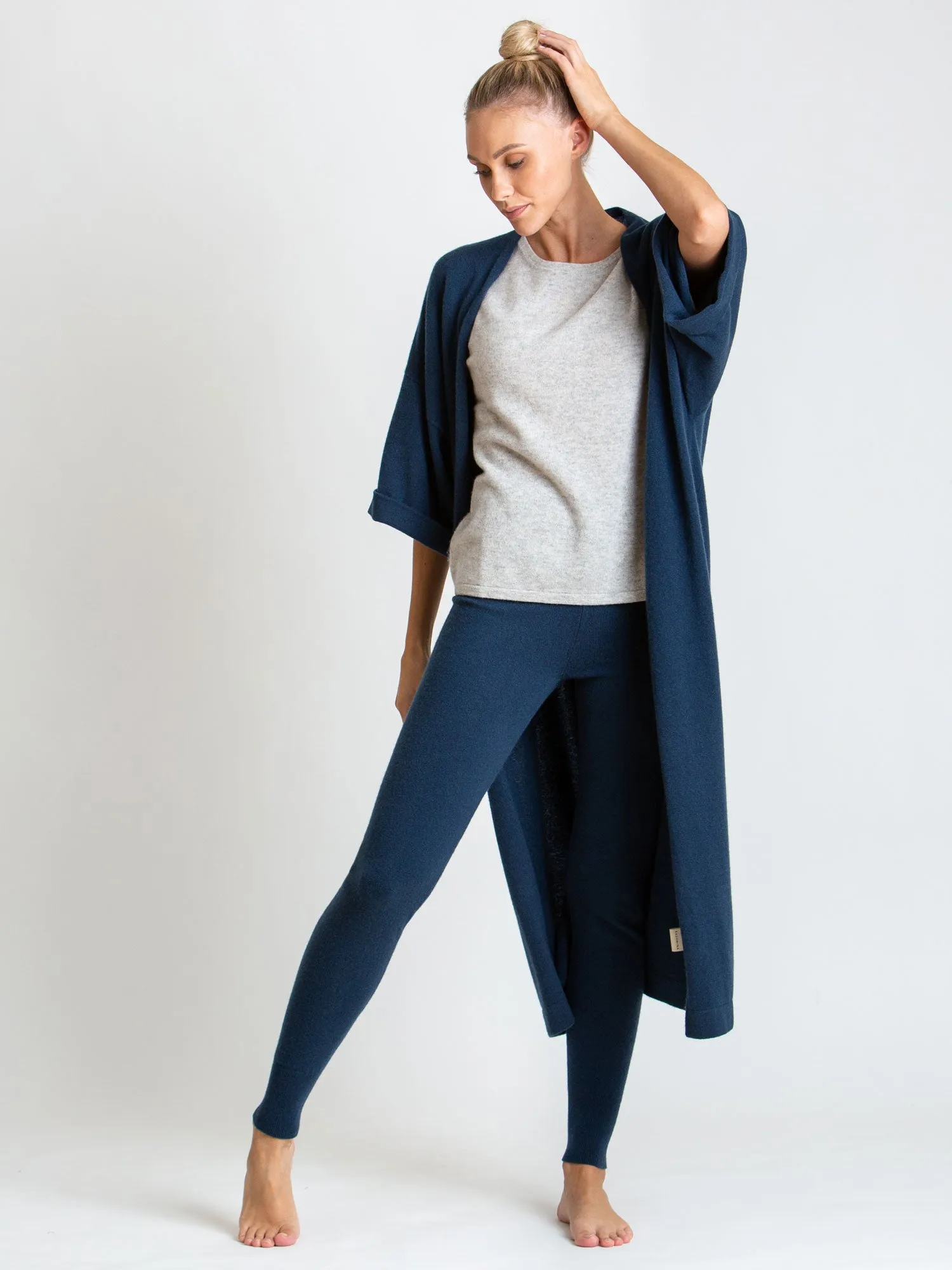 Cashmere cardigan "Kaftan" - mountain blue