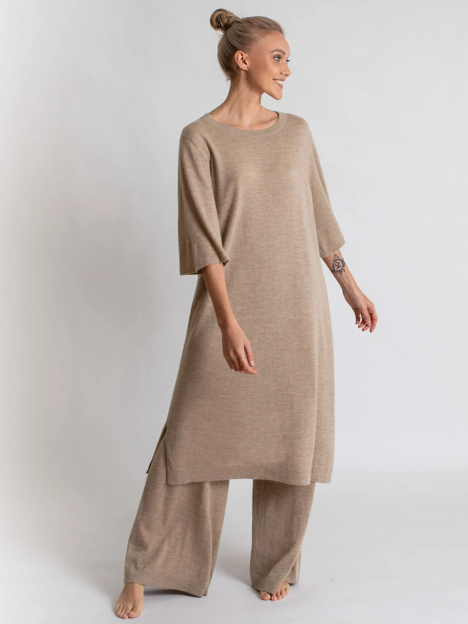 Cashmere dress "Air tunic" - taupe