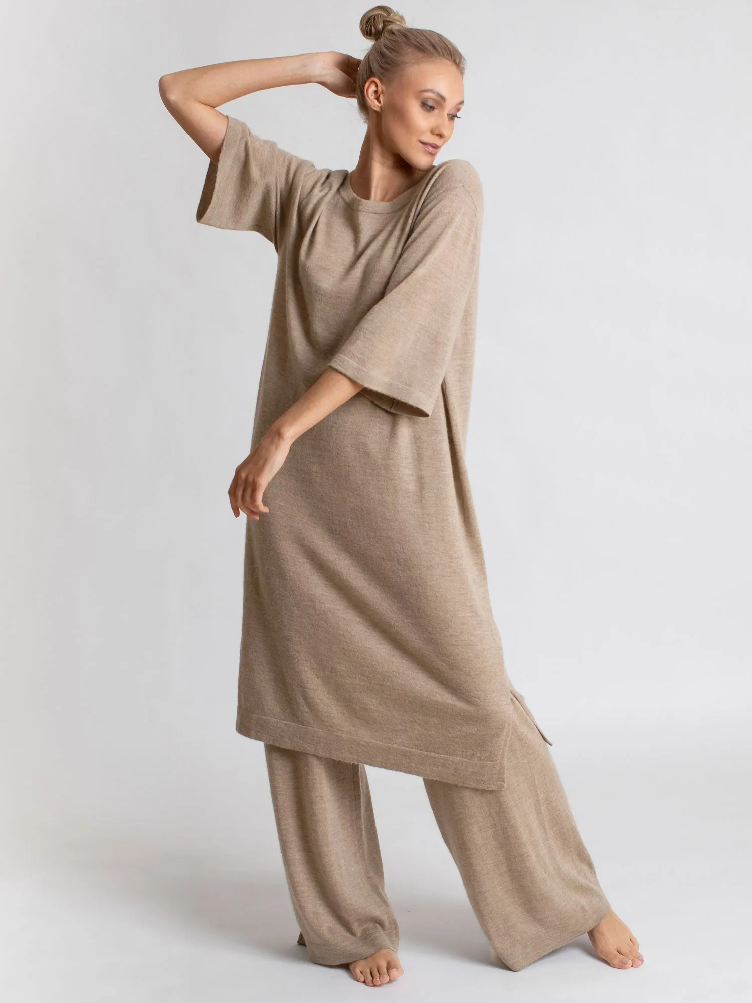 Cashmere dress "Air tunic" - taupe