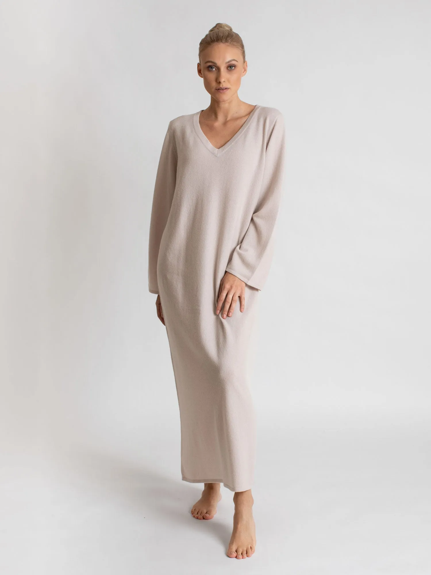 Cashmere dress "Bohéme maxi" - pearl