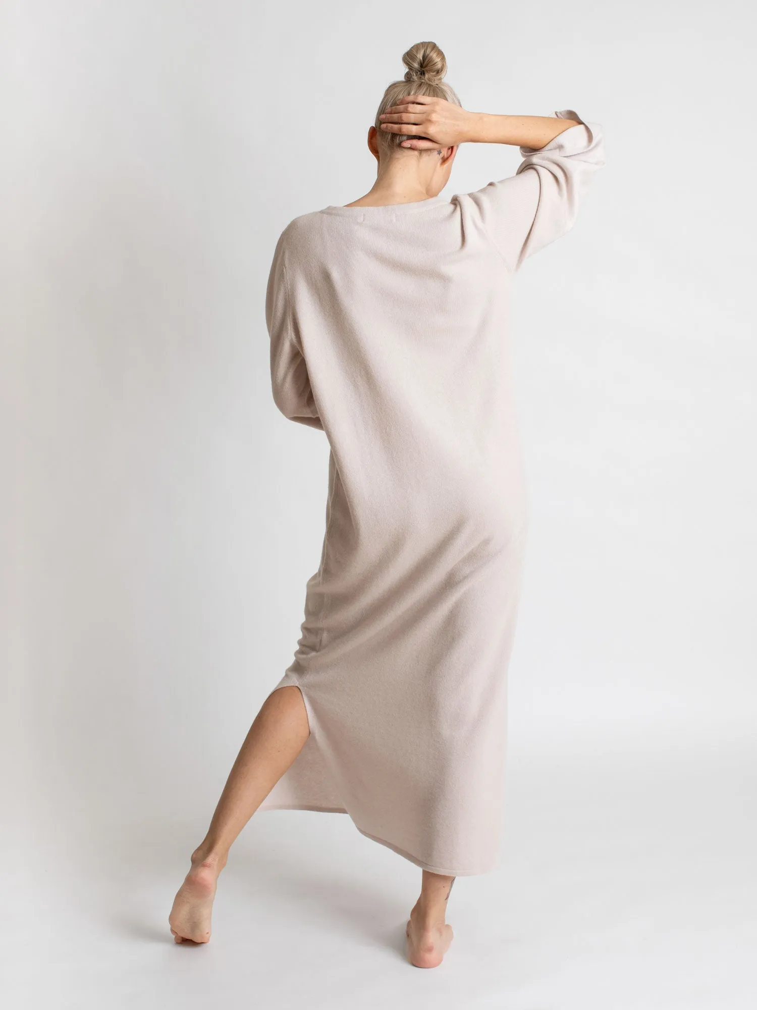 Cashmere dress "Bohéme maxi" - pearl