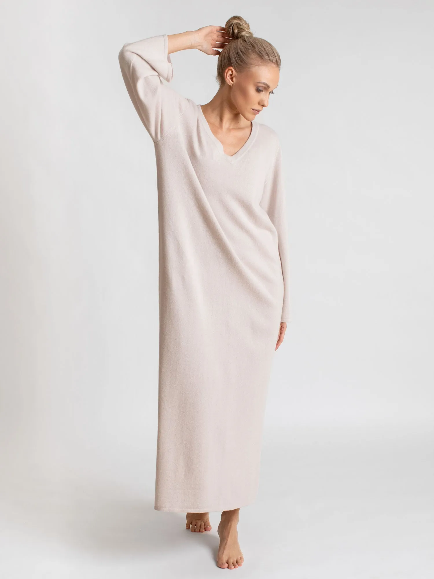 Cashmere dress "Bohéme maxi" - pearl