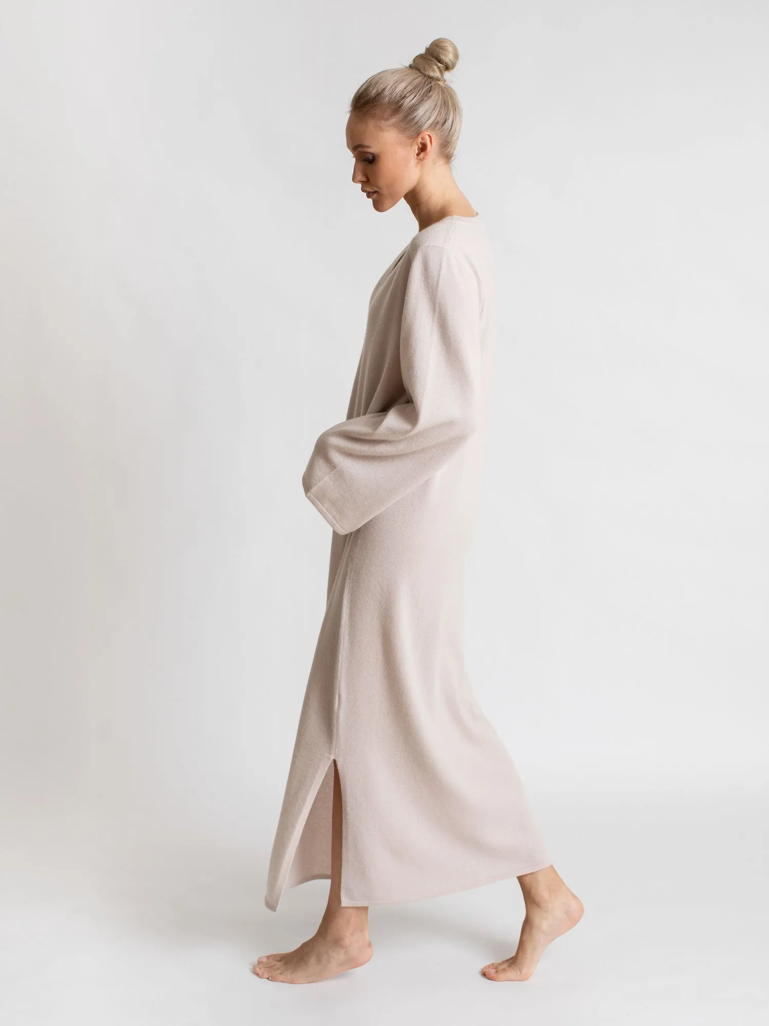 Cashmere dress "Bohéme maxi" - pearl