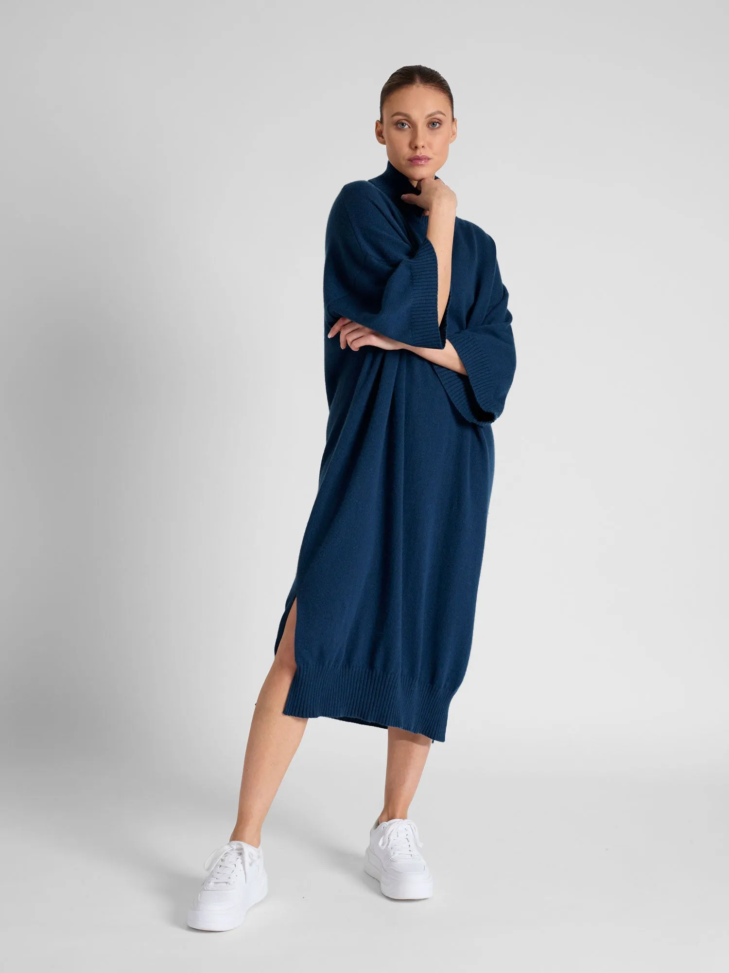 Cashmere dress "Breeze" - mountain blue