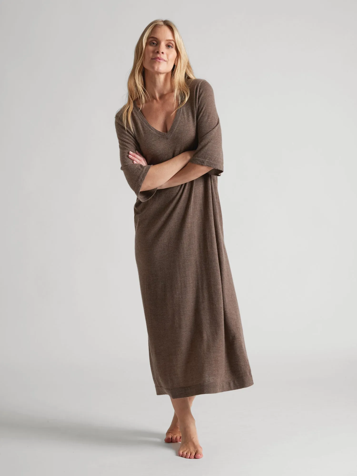 Cashmere dress "June"  - dark toast