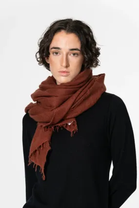 Cashmere Felted Scarf in Rust Red