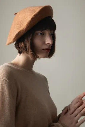 Cashmere Knitted Beret - Camel