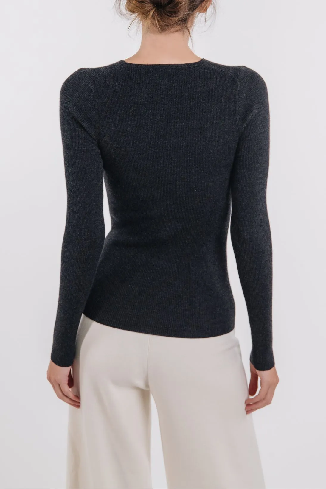 CASHMERE RIBBED CREWNECK