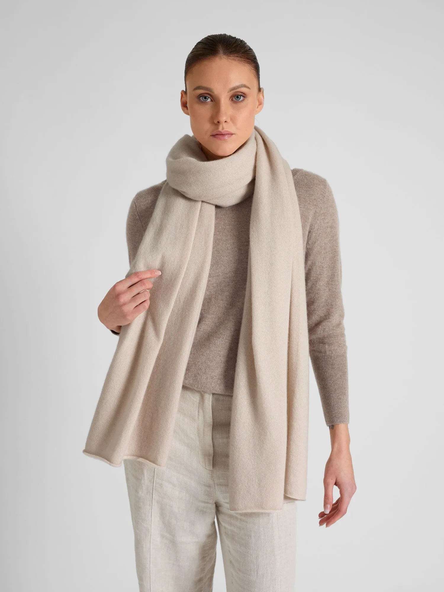 Cashmere scarf "Signature" - cream