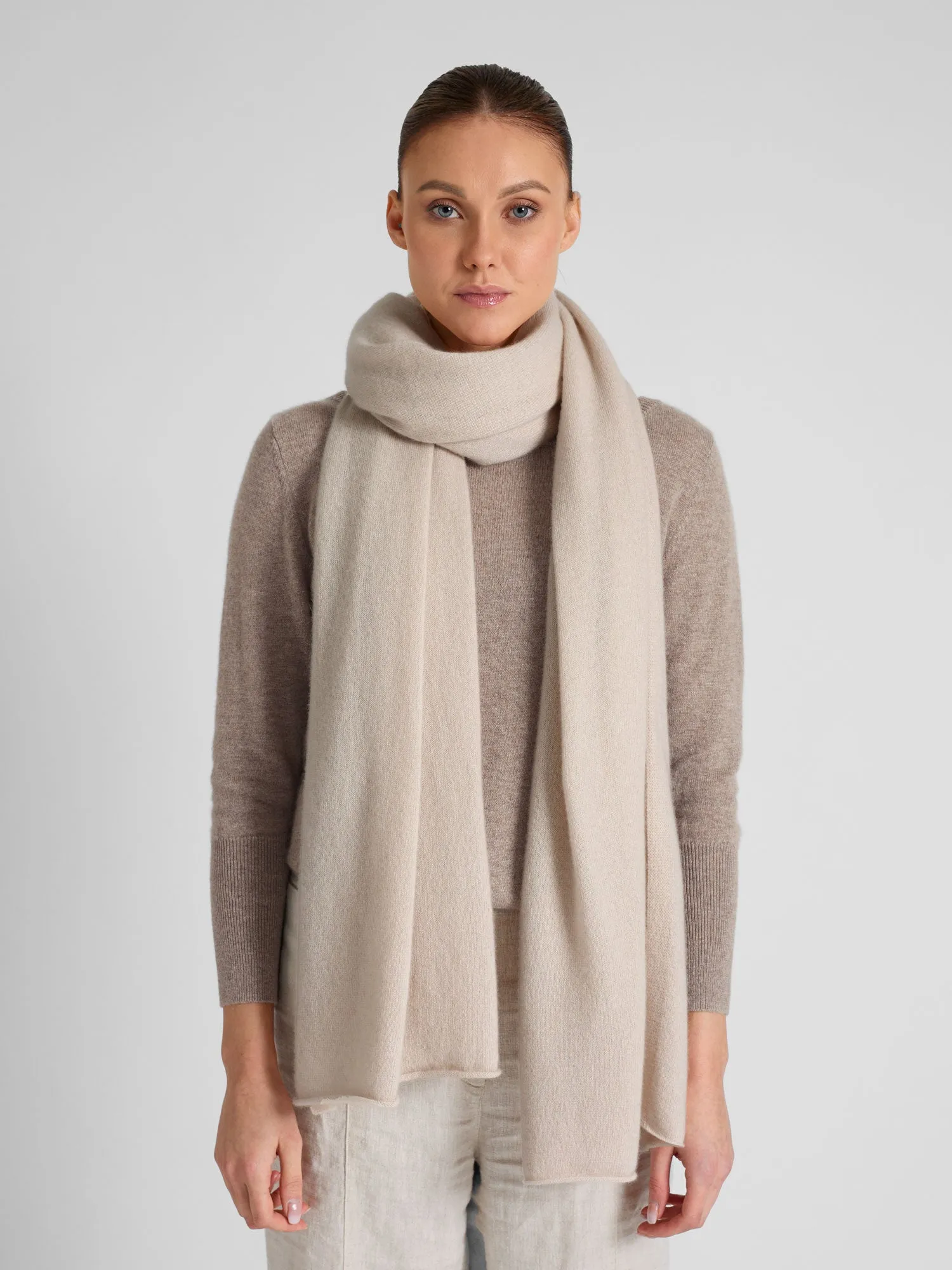 Cashmere scarf "Signature" - cream