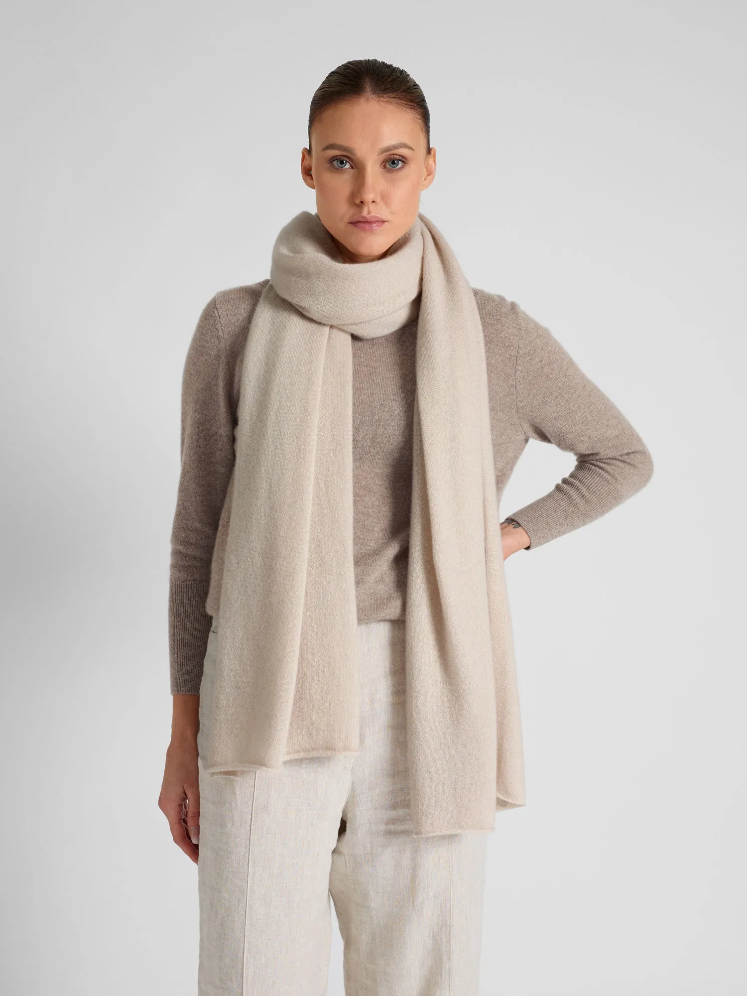 Cashmere scarf "Signature" - cream