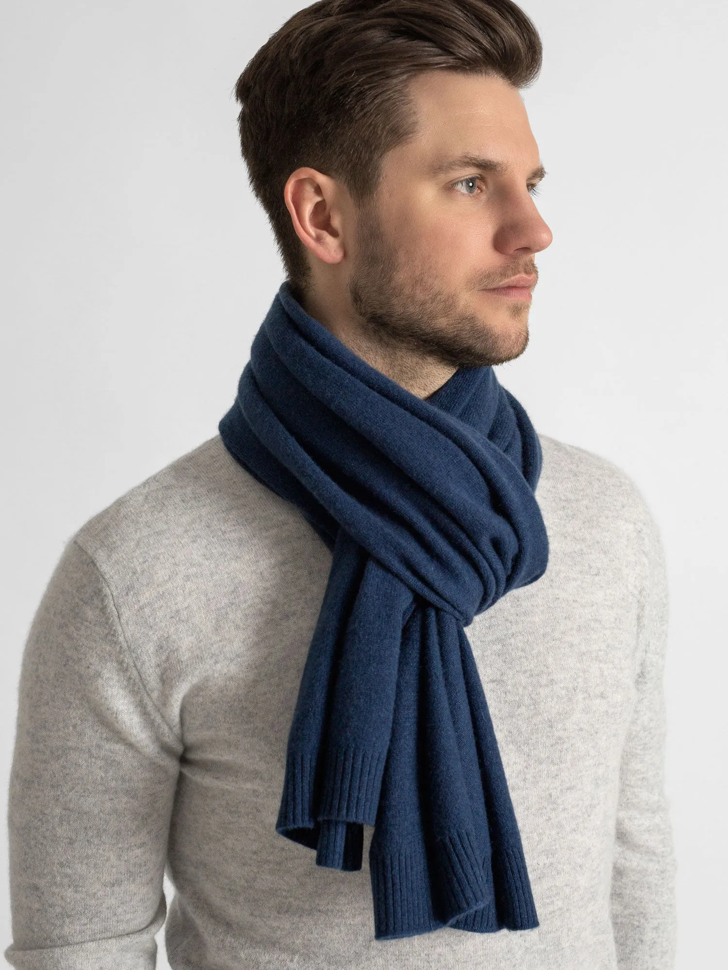 Cashmere scarf "Urban" - mountain blue