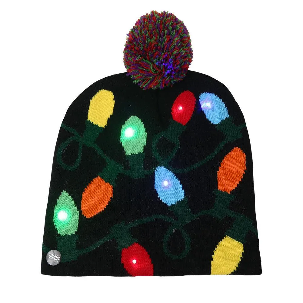 Christmas hat LED knitted hat with lights