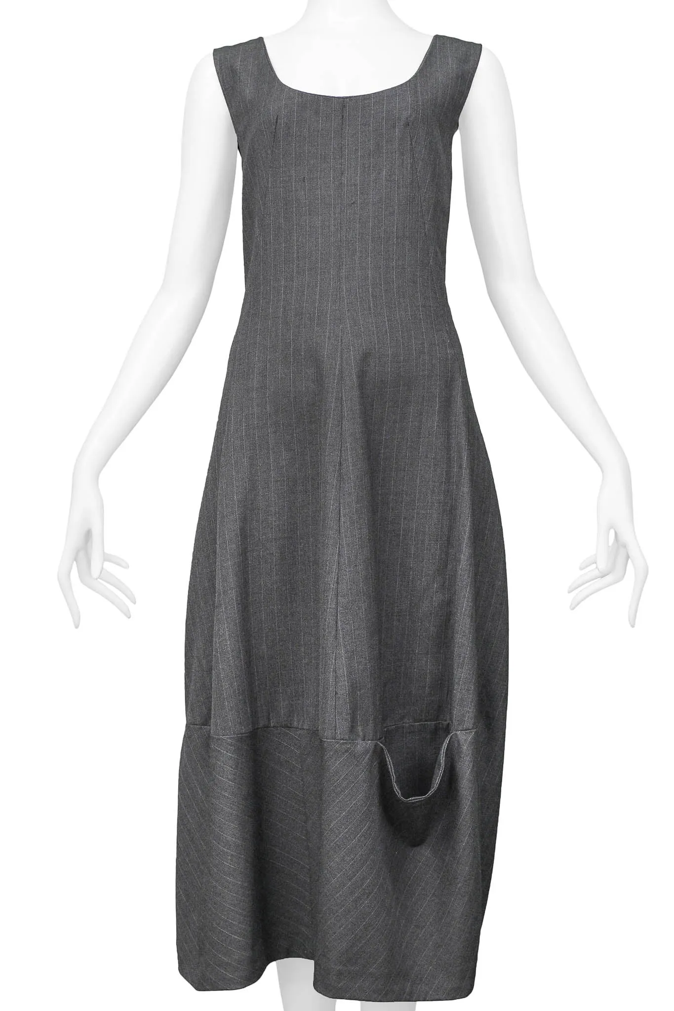 COMME DES GARCONS GREY PINSTRIPE SUITING DRESS 1992