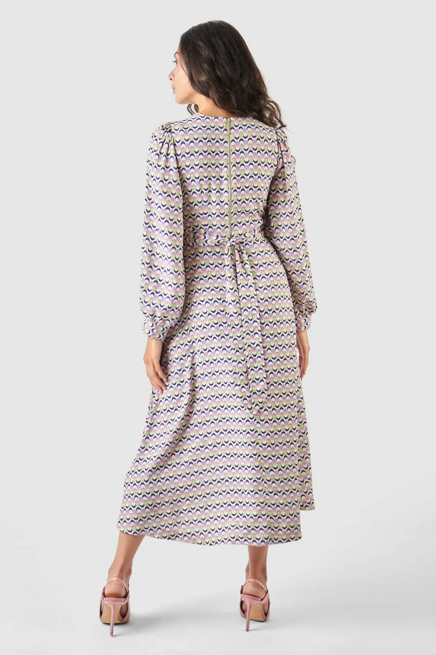 Dana Gathered Waist Midi Dress (Lilac)