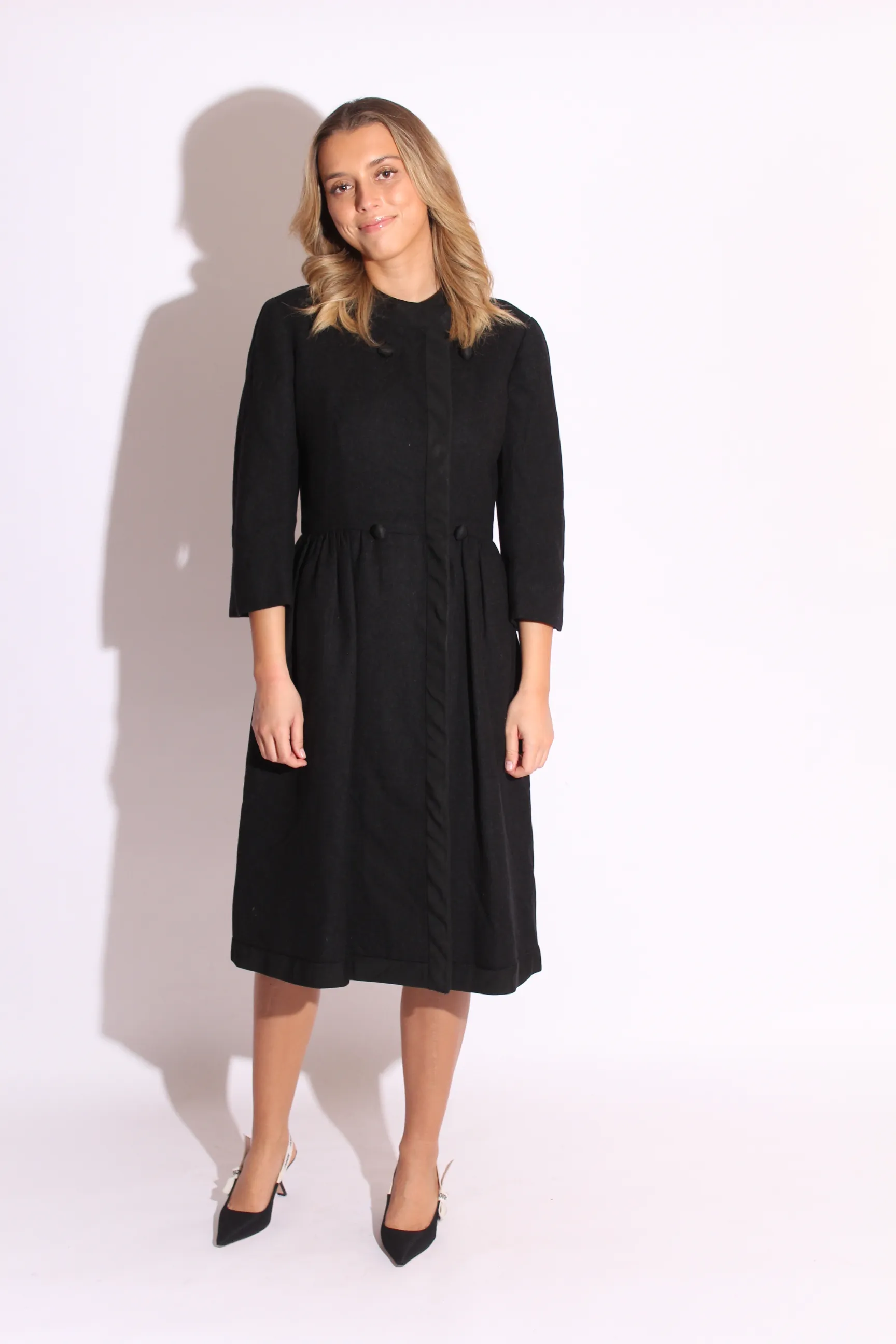 Dark Grey 60s Wool Dress