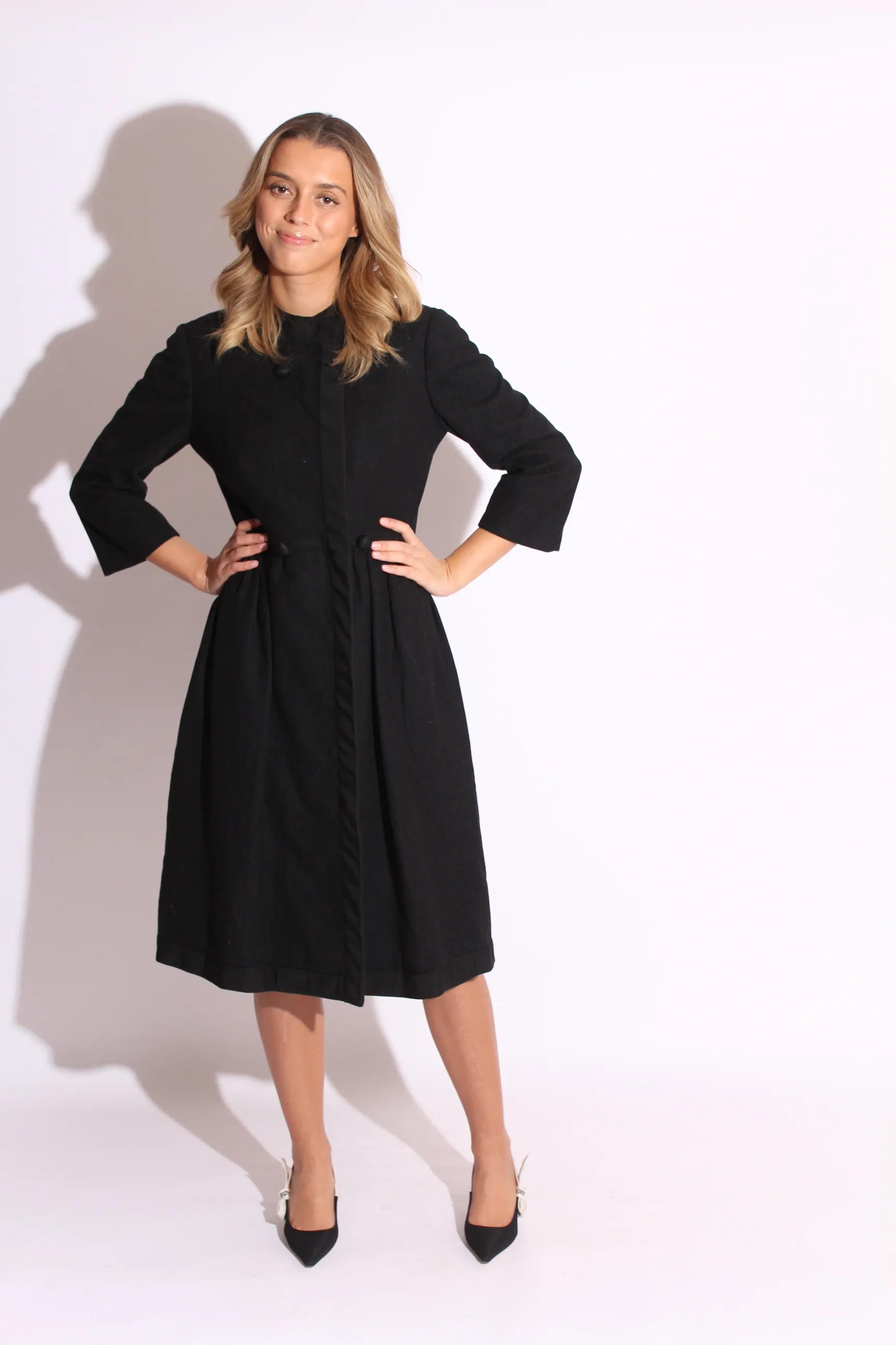 Dark Grey 60s Wool Dress