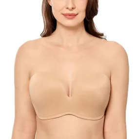 Delimira Seamless Silicone Bands Strapless Bra Plus Size