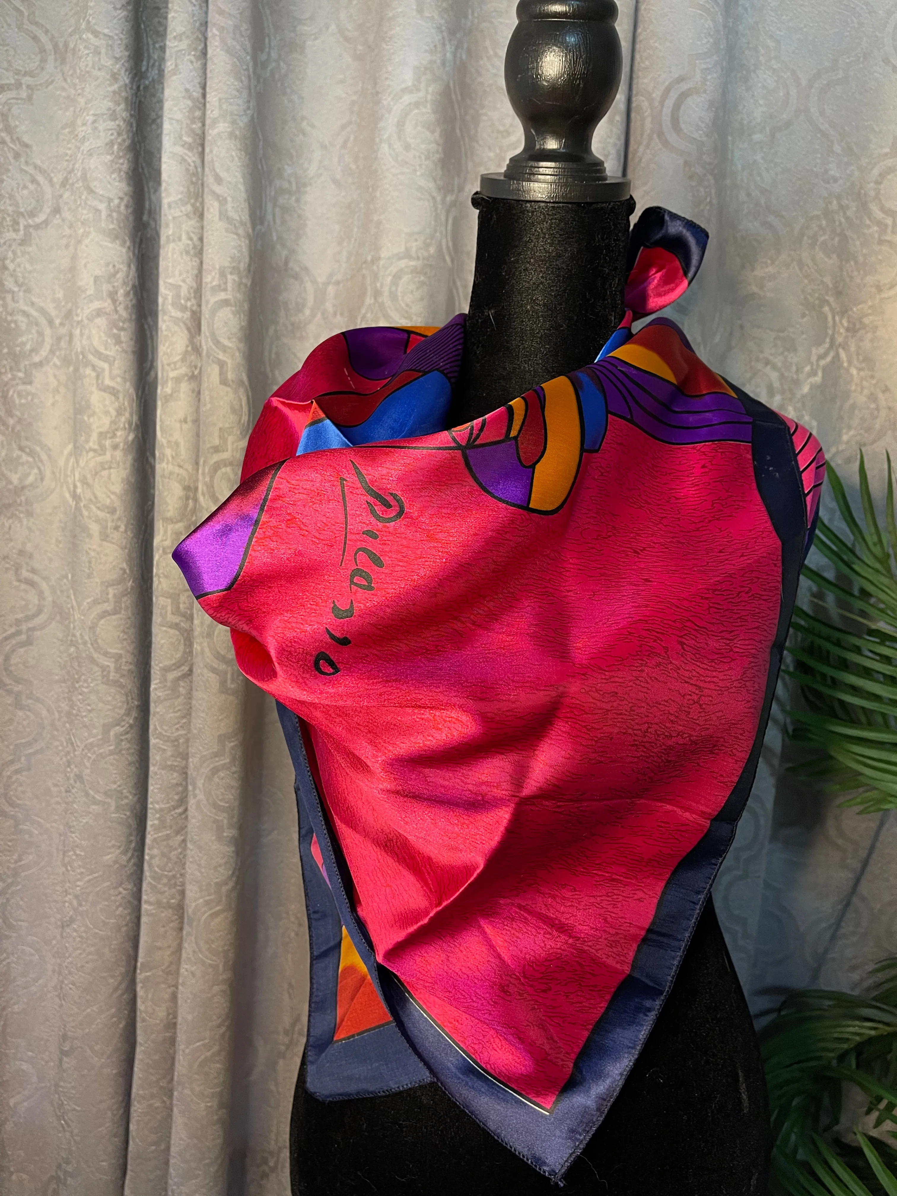 Designer Paloma Picasso Silk Scarf